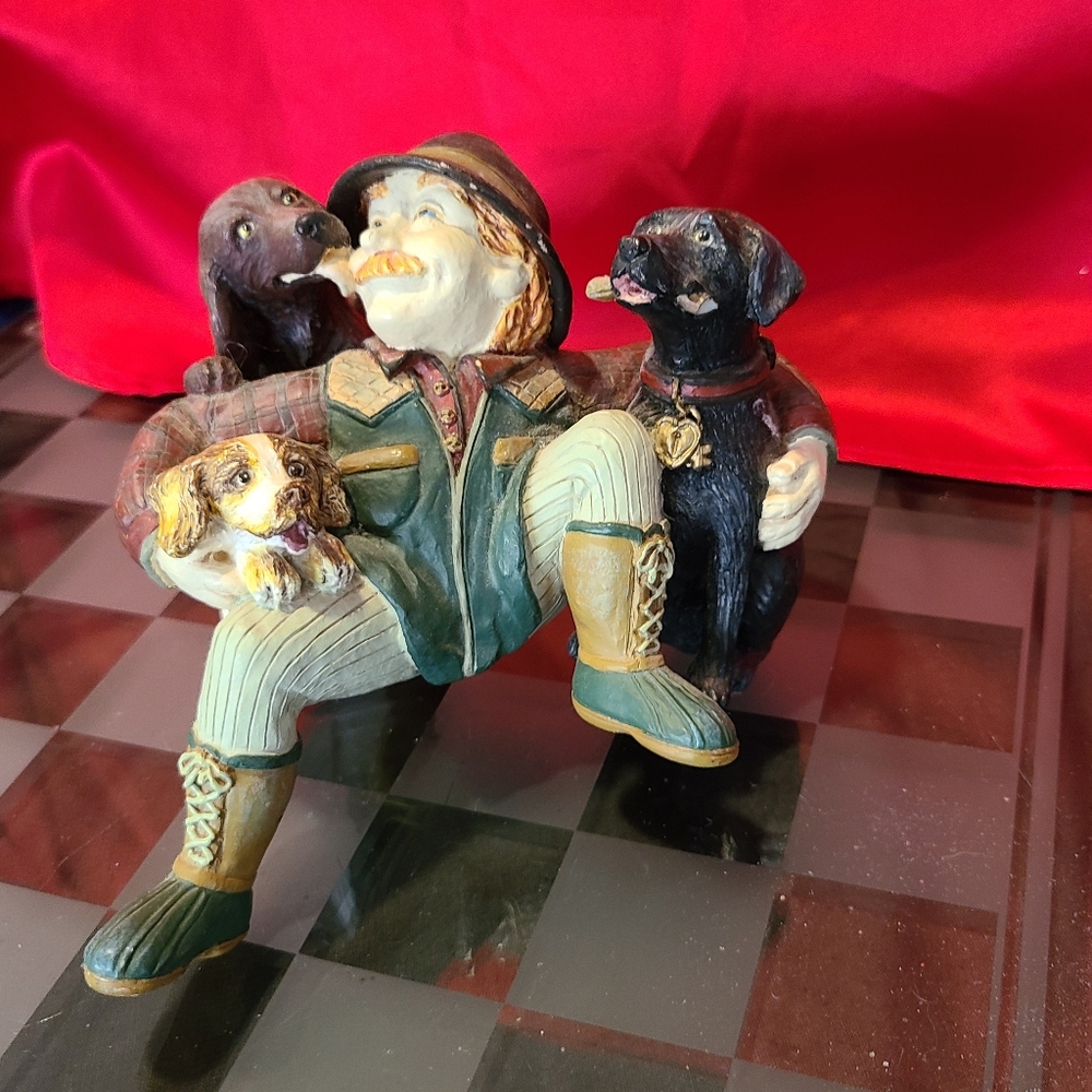 Knick knack collectible man and his three dogs super cute